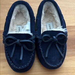 Crewcuts Navy Kids Slippers with Bow